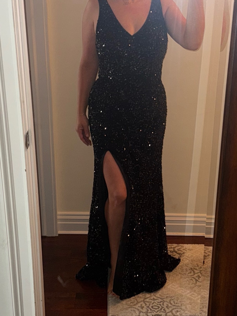 Black sequin evening gown prom formal